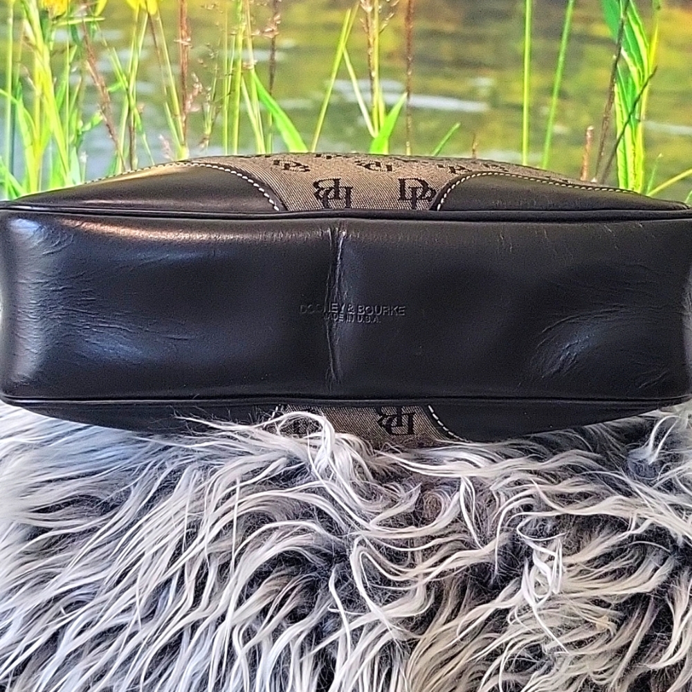 Dooney & Bourke Black and Gray Shoulder Bag with Monogram 10.25" Long X 10" High - Picture 8 of 15